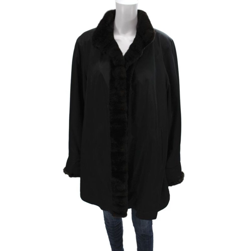 Loro Piana Womens Black STORM SYSTEM Coat Collared Long Sleeve Size L